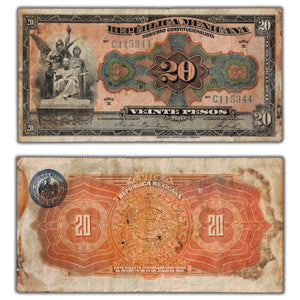 SOLD Mexico República Mexicana 1915 20 Pesos Note P #S687a - Soiled/Holes