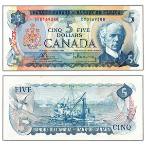 SOLD $5 1972 Bank of Canada Note Bouey-Rasminsky CP Short Run Prefix BC-48a - Ch UNC