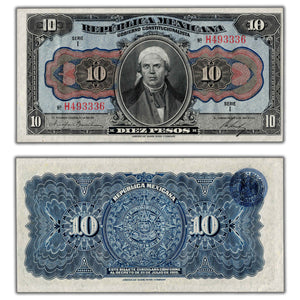 SOLD Mexico República Mexicana 1915 10 Pesos Note P #S686a - EF