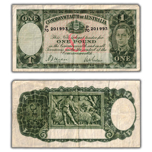 SOLD Australia N.D (1938-1952) 1 One Pound Note P #26a