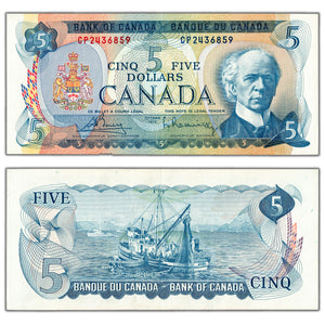 SOLD $5 1972 Bank of Canada Note Bouey-Rasminsky CP Short Run Prefix BC-48a - AU