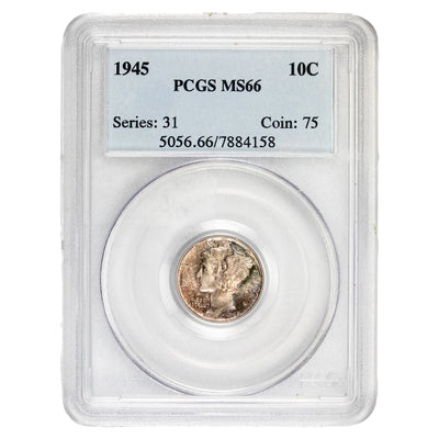United States 1945 10 Cents Mercury Dime Silver Coin - PCGS MS-66