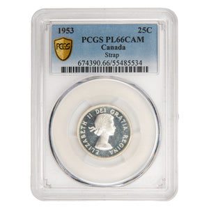 Canada 1953 SF 25 Cents Quarter Proof Like Silver Coin - PCGS PL-66 Cameo