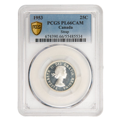Canada 1953 SF 25 Cents Quarter Proof Like Silver Coin - PCGS PL-66 Cameo