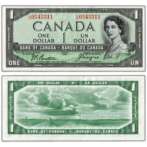 SOLD $1 1954 Bank of Canada Note Devil Face L/A Prefix BC-29b - AU