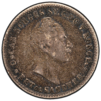 Norway 1853 12 Skilling Silver Coin KM #314
