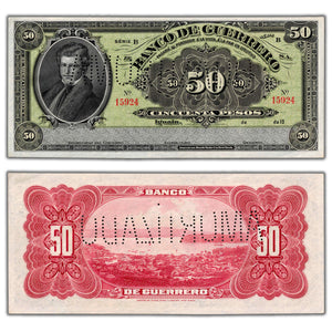 SOLD Mexico Banco De Guerrero 19XX 50  Pesos Note - Remainder