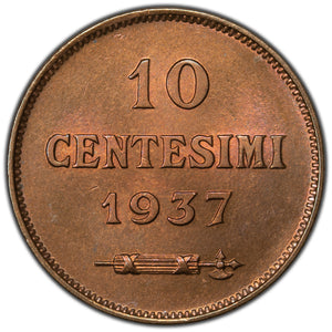 SOLD San Marino 1937-R 10 Centesimi Coin KM #13