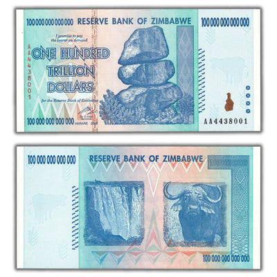 SOLD Zimbabwe 2008 100 Trillion Dollars Note P #91 - Uncirculated