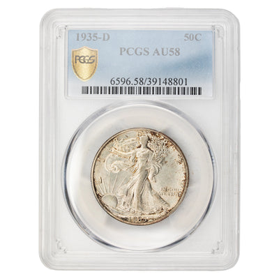 United States 1935-D 50 Cents Walking Liberty Half Dollar Silver Coin - PCGS AU-58