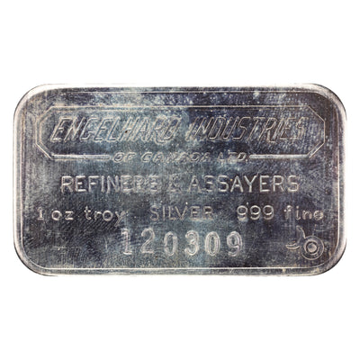 SOLD Engelhard Industries 1oz .999 Fine Silver Bar - 6 Digit Serial