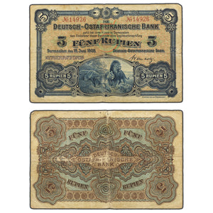 SOLD German East Africa 1905 5 Five Rupien Note - Popular Issue!
