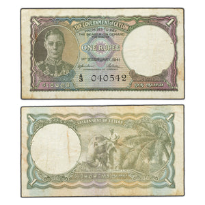 SOLD Ceylon 1941 1 One Rupee Note P #30