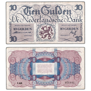 SOLD Netherlands 1945 10 Ten Gulden Note P #74 - VF