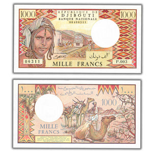 SOLD Djibouti ND (1991-2005) 1000 Francs Note P #37d - Choice UNC