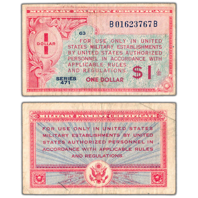 United States ND $1 One Dollar Military Payment Certificate Series 471 - Circulated