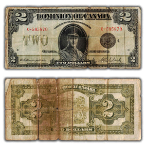 SOLD $2 1923 Dominion of Canada Note Campbell-Clark Black Seal DC-26l - Issues