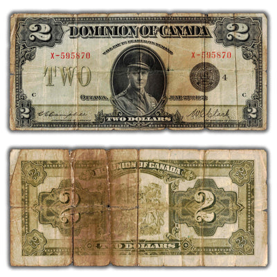 $2 1923 Dominion of Canada Note Campbell-Clark Black Seal DC-26l - Issues