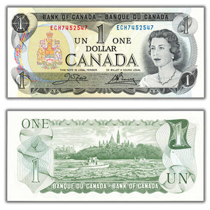 SOLD $1 1973 Bank of Canada Note ECH Prefix BC-46b - 4 Digit Radar - Ch UNC