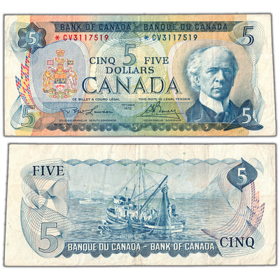 $5 1972 Bank of Canada Note *CV Replacement Prefix BC-48bA - F/VF