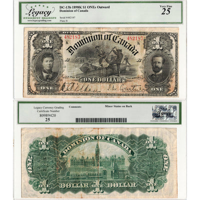 $1 1898 Dominion of Canada Note ONE's Outward Series K DC-13b - Legacy VF-25