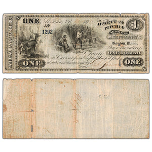 Jewett & Pitcher Merchants 1875 $1 Scrip Note Uncanceled NB #15-12-04-02 - Tears