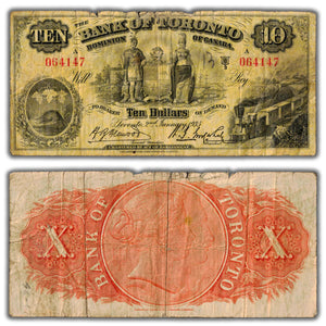 SOLD $10 1935 Bank of Toronto Canada Chartered Note CH #715-24-14 - Light Pencil
