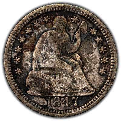 United States 1847 5 Cents Seated Liberty Half Dime Silver Coin