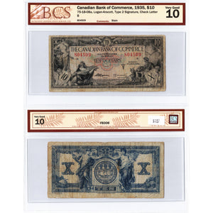SOLD $10 1935 Canadian Bank of Commerce Canada Chartered Note #75-18-08a - BCS VG-10