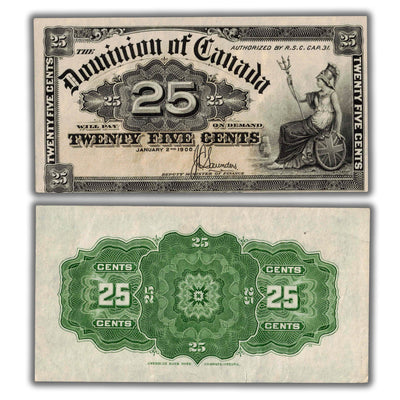 25 Cents 1900 Dominion of Canada Shinplaster Note Saunders DC-15c - Nice EF
