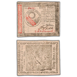 SOLD United States 1779 $30 Thirty Dollar Note Colonial Currency