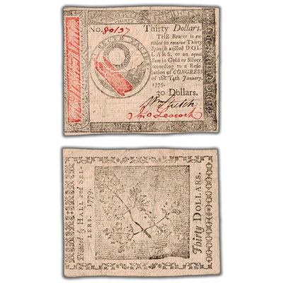 SOLD United States 1779 $30 Thirty Dollar Note Colonial Currency