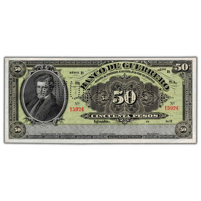 SOLD Mexico Banco De Guerrero 19XX 50  Pesos Note - Remainder