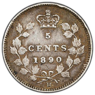 Canada 1890-H 5 Cents Silver Coin - VF-30