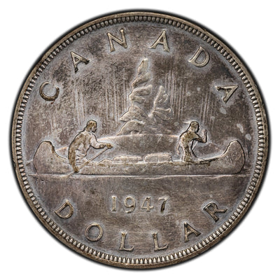 SOLD Canada 1947 Pointed 7 $1 Silver Dollar Coin - Cleaned