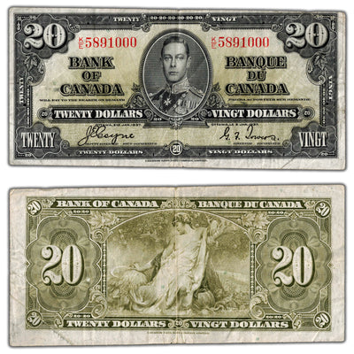 $20 1937 Bank of Canada Note Coyne-Towers K/E Prefix BC-25c - Fine