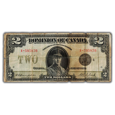 $2 1923 Dominion of Canada Note Campbell-Clark Black Seal DC-26l - Issues