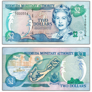 Bermuda 2000 $2 Two Dollars Note P #50a Low Serial #554 - Choice UNC