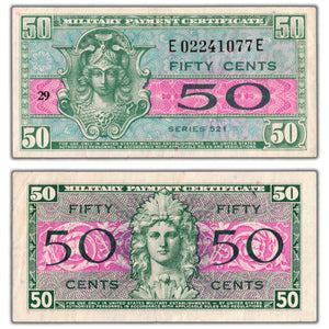 United States ND 50 Cents Military Payment Certificate Series 521 - EF
