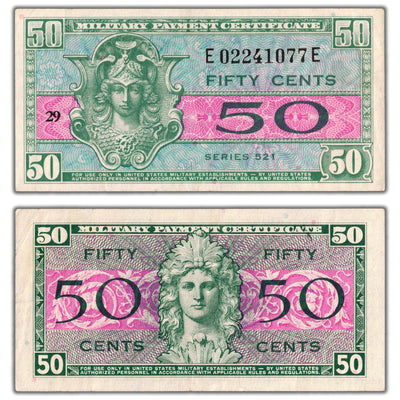 United States ND 50 Cents Military Payment Certificate Series 521 - EF