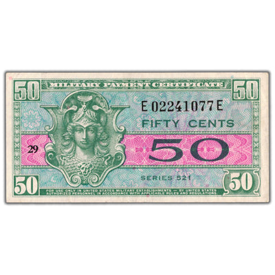United States ND 50 Cents Military Payment Certificate Series 521 - EF