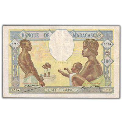 SOLD Madagascar (1937-47) 100 Francs Note P #40b