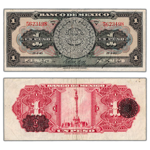 Mexico 1945 1 One Peso Note P #38c - Circulated