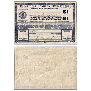 SOLD Canada 1938 $1 Postal Note with Payee of Henry Birks