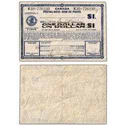 Canada 1938 $1 Postal Note with Payee of Henry Birks