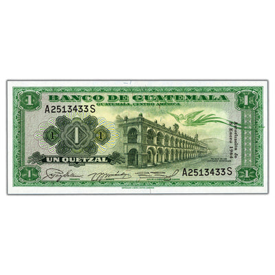 Guatemala 1964 1 One Quetzal Note P #52 - Choice UNC