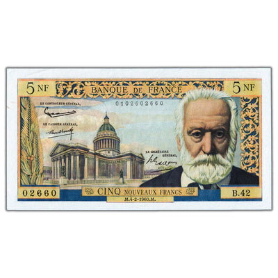 France 1960 5 Five Francs Note P #141a - AU/UNC