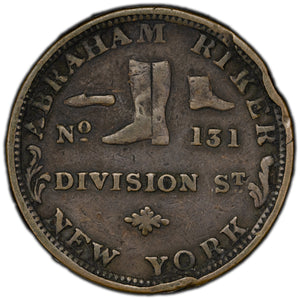 United States Hard Times Token - Abraham Riker New York - Damaged