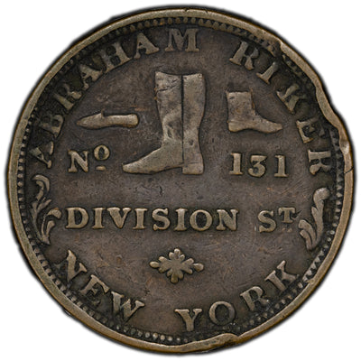 United States Hard Times Token - Abraham Riker New York - Damaged