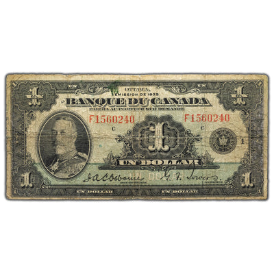 SOLD $1 1935 Banque du Canada Note French Text BC-2 - VG